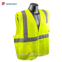 ANSI Hi-Viz Orange And Green Mesh Work Safety Vest With Pockets,1 Upper Chest And 1 Lower Inside